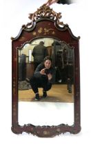 A reproduction Chinoiseries painted wall mirror