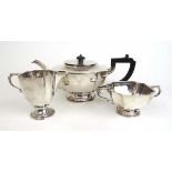 A George VI silver tea set of squat proportions. Hallmarked for London 1938. Approx. weight 880g