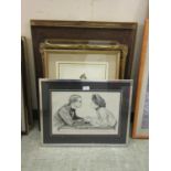 A quantity of framed and glazed prints to include Gainsborough, chess players, classical figures
