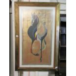 A framed and glazed limited edition (50/75) print of a horse dated 1973 and signed Nakayama
