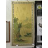 An oriental painting on silk of countryside scene
