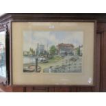 A framed and glazed watercolour of harbour scene Van Gill
