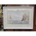A framed and glazed watercolour of sailing vessel leaving harbour, signed Wyles