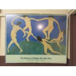 A framed advertising print for Museum Modern Art, New York by Henri Matisse (glass broken)