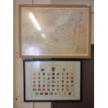 A framed and glazed German military map along with a framed and glazed 'Formation Sign' poster