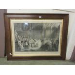 A large oak framed and glazed print 'The Marriage of Her Most Gracious Majesty Queen Victoria'