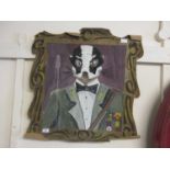 An acrylic on board of badger in military uniform