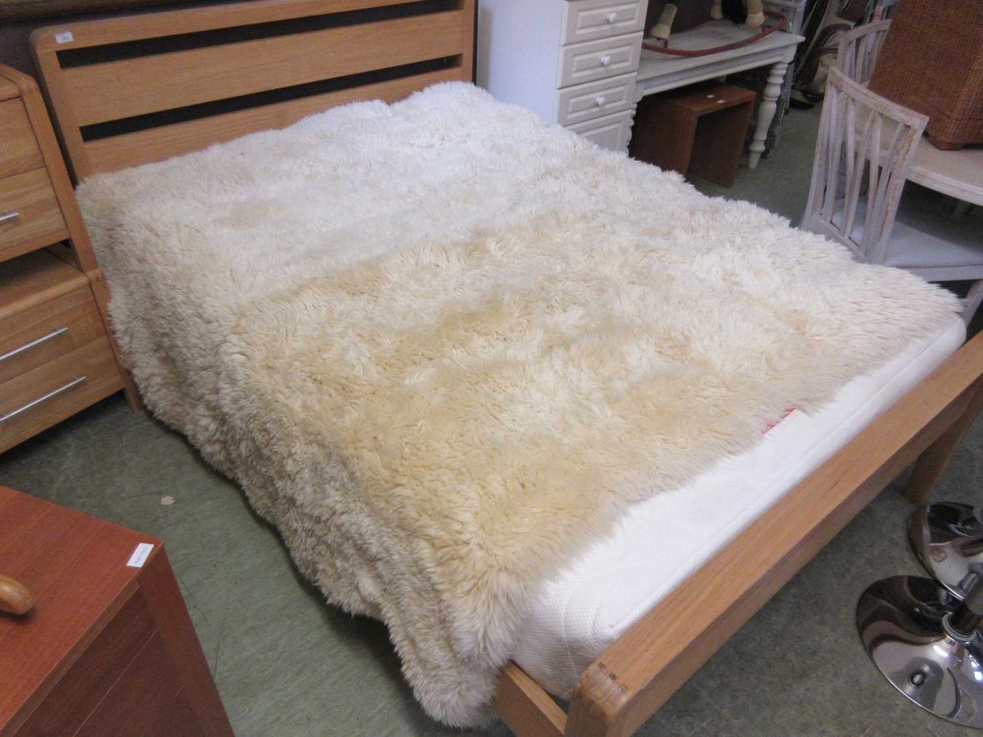 A large sheepskin rug