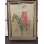 A framed Picasso print of rider on horseback