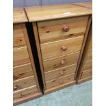 A modern pine chest of five drawers