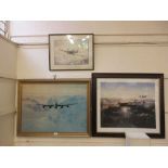 Three framed prints of military aircrafts to include Colson, Kevin Walsh, etc