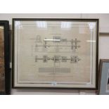 A framed and glazed print titled 'Gun Barrel Rolling Mill' by Mr Joseph Taylor of Birmingham