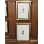 Two framed and glazed Chinese rice paper paintings of figures