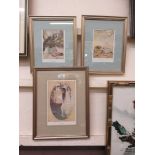 Three framed and glazed prints of nursery rhyme and reflections themes