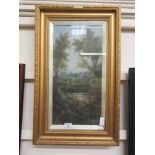 A gilt framed and glazed oil painting of country path scene signed Melville