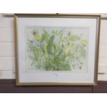 A framed and glazed watercolour of still life signed bottom right