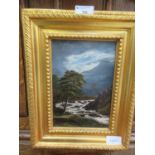 A gilt framed oil on canvas of river scene, signed bottom left Hartley 1881