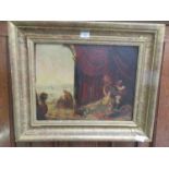 A gilt framed print on board of an Eastern interior scene