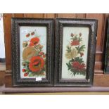 A pair of 19th century paintings on glass of flowers