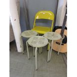 A folding chair from Habitat along with three stools