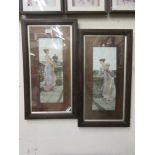 A pair of oak framed prints of classical ladies