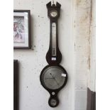 A 19th century mahogany four piece banjo barometer by Sordelli of London
