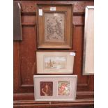 Three framed and glazed artworks to include watercolour of The Port Of Monte Video, needlework of
