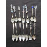 A selection of white metal spoons