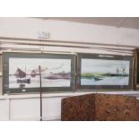 A pair of framed and glazed prints of boats on lakes after Spencer