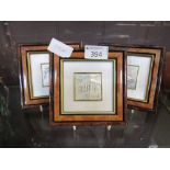 Three framed and glazed silver 925 pictures of buildings, boats, and horses