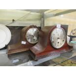 Two mantle clocks, one being oak cased, the other mahogany