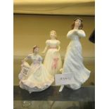 Three Royal Doulton figurines 'Forget Me Not' HN3388, 'Ninette' HN3215, and 'Pretty As A Picture'