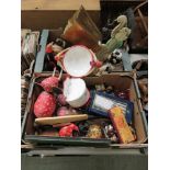 Two trays of assorted items to include trays, storage boxes, ornaments etc.