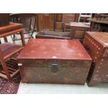 A Chinese lacquered travelling trunk