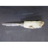 A silver hallmarked collared letter opener made using an animal's hoof