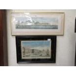 Two framed and glazed prints depicting sailing vessels by towns
