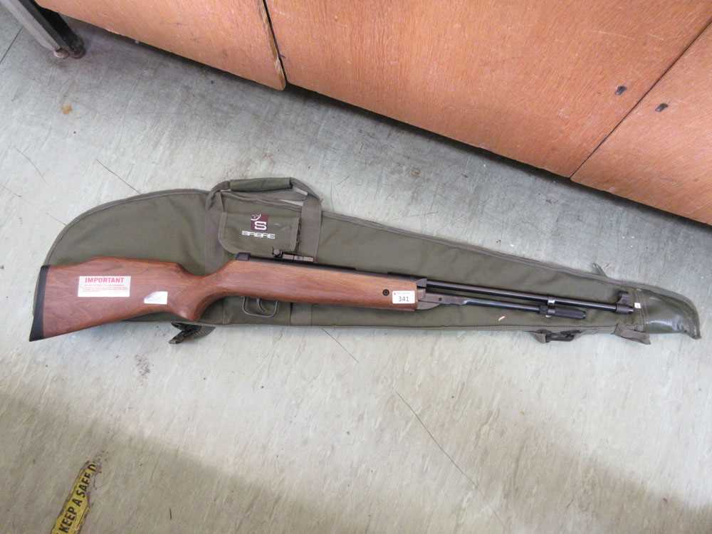 A BAM .22 air rifle with soft carry caseNo markings for BSA on gun, barrel marked 'BAM'. Condition