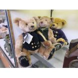 Three commemorative teddy bears from Harrod's Knightsbridge, two for the year 2000, the other for