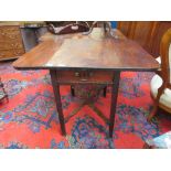 An 18th century mahogany Pembroke table, the drop-leaf top over end drawer on shaped stretchers