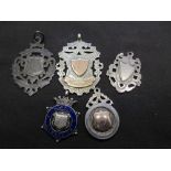 Five silver hallmarked watch fobs