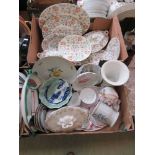 Two trays of ceramic ware to include Minton, etc