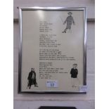 A framed and glazed poem relating to 'Wind in the Willows'