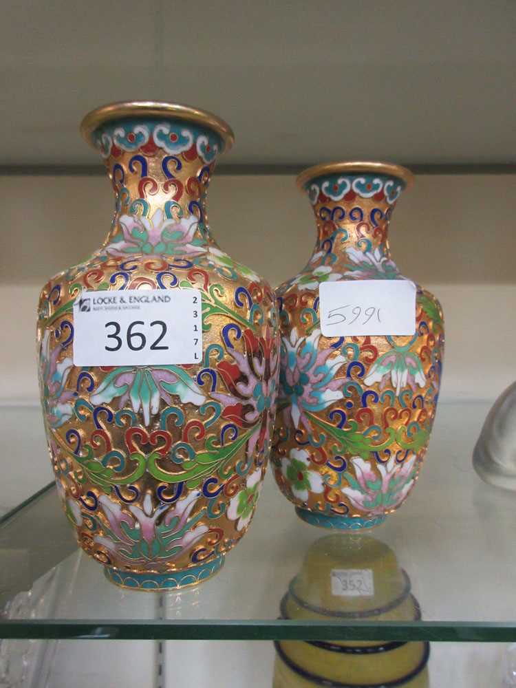 A pair of modern cloisonné vases