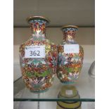 A pair of modern cloisonné vases