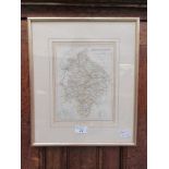 A framed and glazed map of Warwickshire after Archer