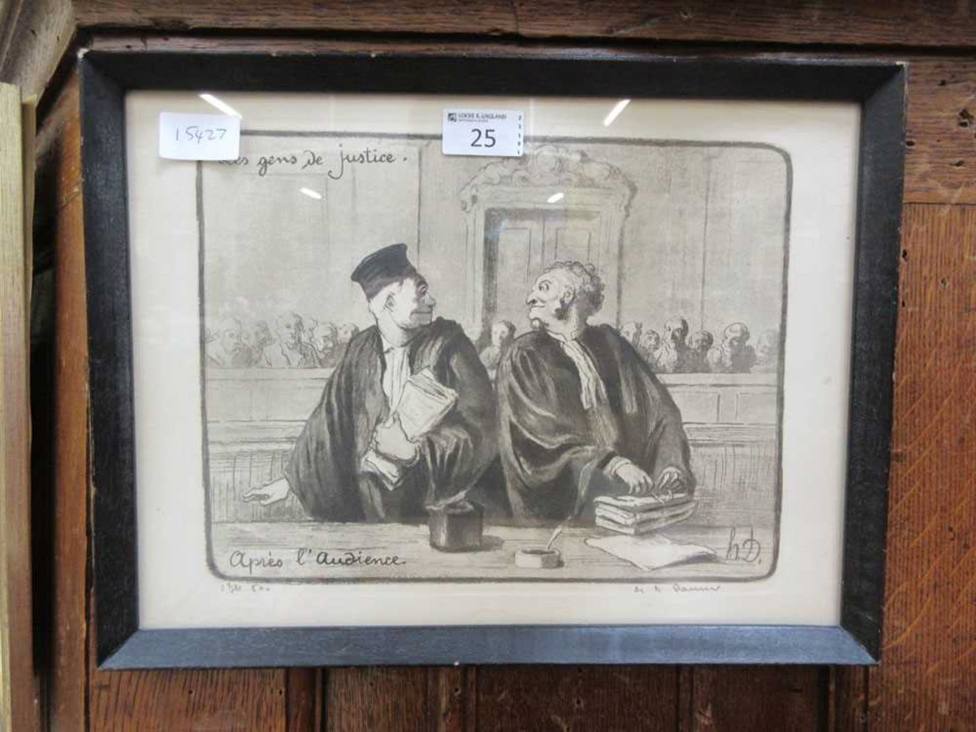 A framed and glazed etching of a French court scene