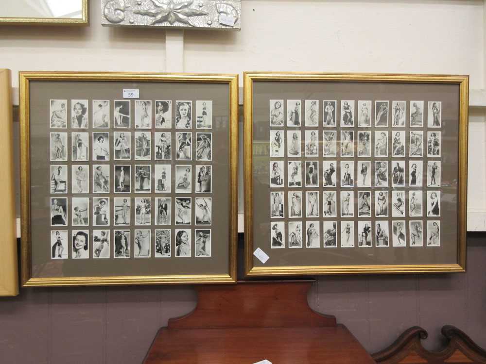 Two framed and glazed collections of early 20th century film star and model cigarette cards