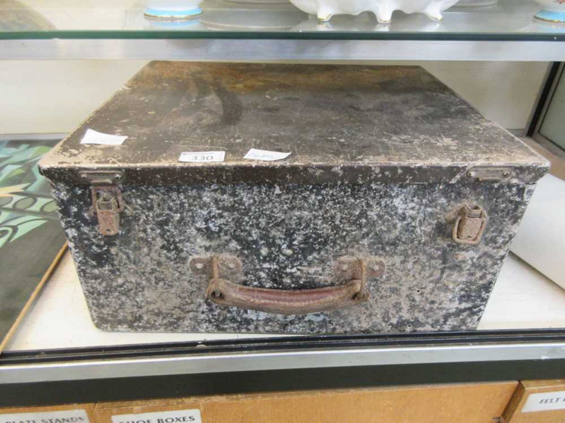 A possibly military black painted metalwork box