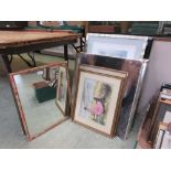 A collection of framed and unframed prints, pictures, mirrors etc.
