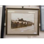 A framed and glazed photograph of steam locomotive going across Princess Drive